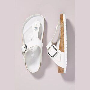 NEW Birkenstock Size 41 US 10-10.5 Gizeh Big Buckle Smooth Leather Sandals Ivory